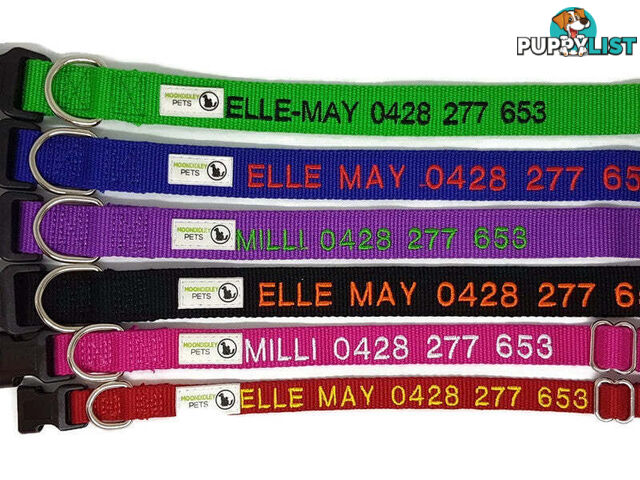 Doggie ID Collar Bamboo Fibre Personalised Embroidered - CCB-CO-001-LRD-NO