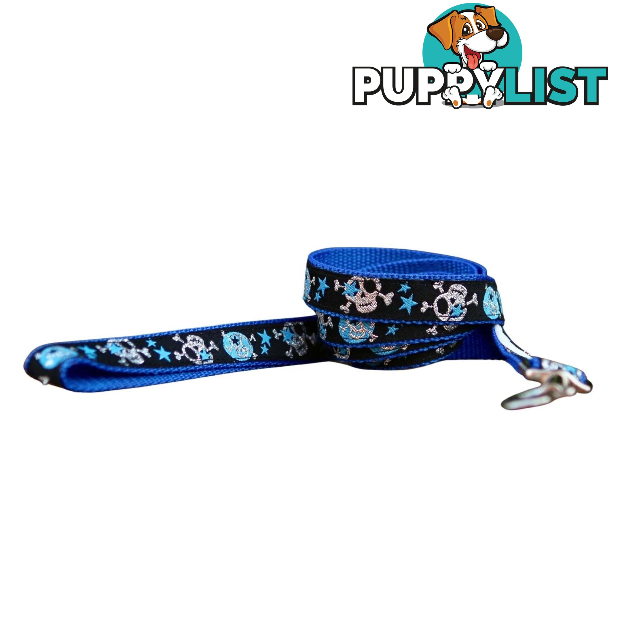 Skulls & Stars Dog Lead / Dog Leash - Hand Made by The Bark Side - TBSLDSKULPNK201.8