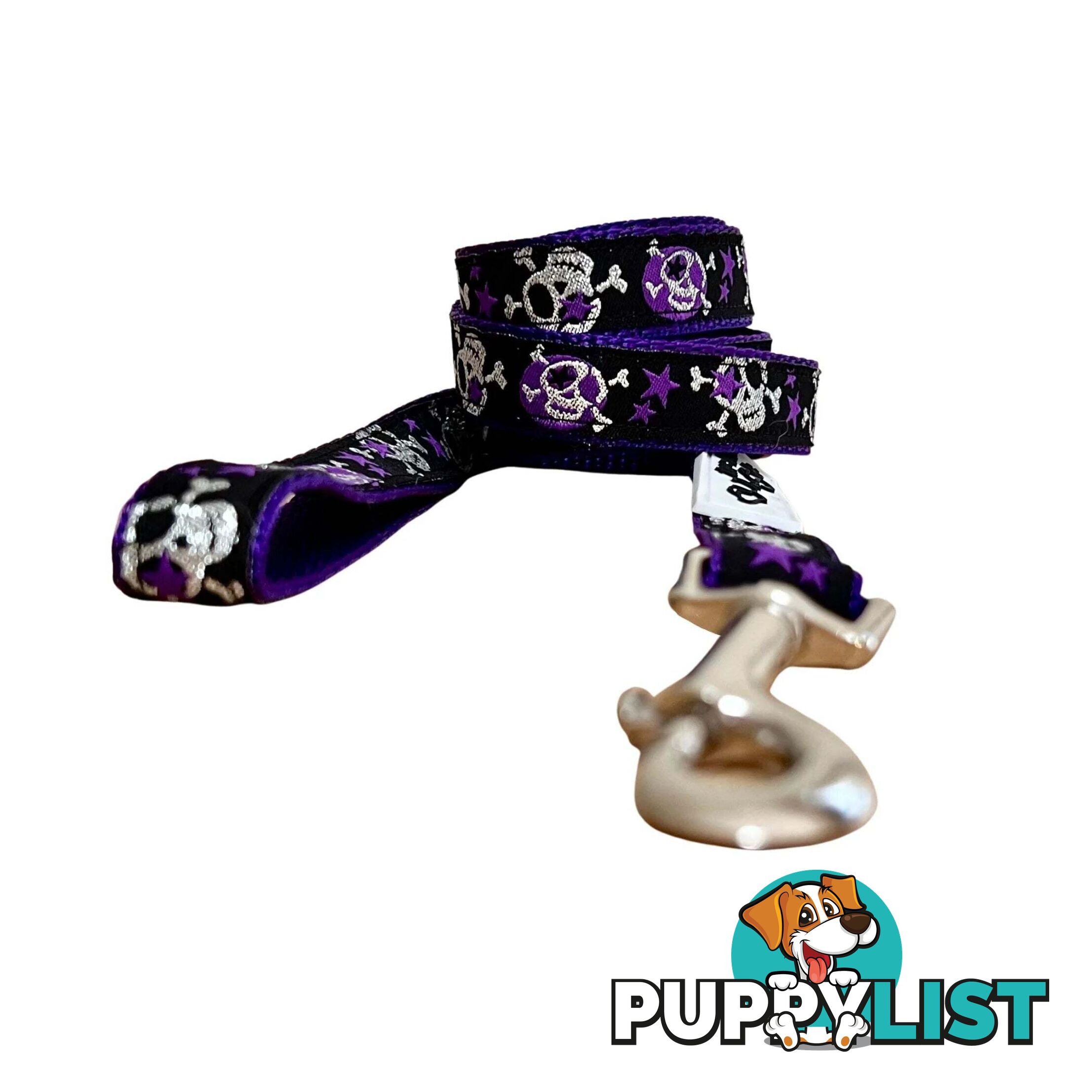 Skulls & Stars Dog Lead / Dog Leash - Hand Made by The Bark Side - TBSLDSKULPNK201.8
