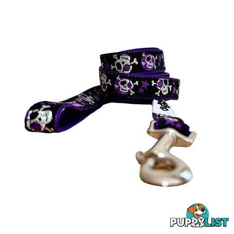 Skulls & Stars Dog Lead / Dog Leash - Hand Made by The Bark Side - TBSLDSKULPNK201.8