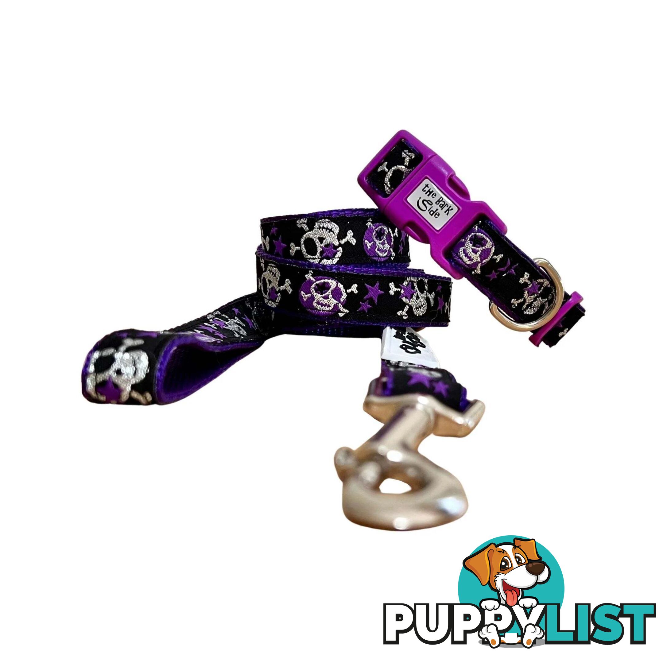 Skulls & Stars Dog Lead / Dog Leash - Hand Made by The Bark Side - TBSLDSKULPNK201.8