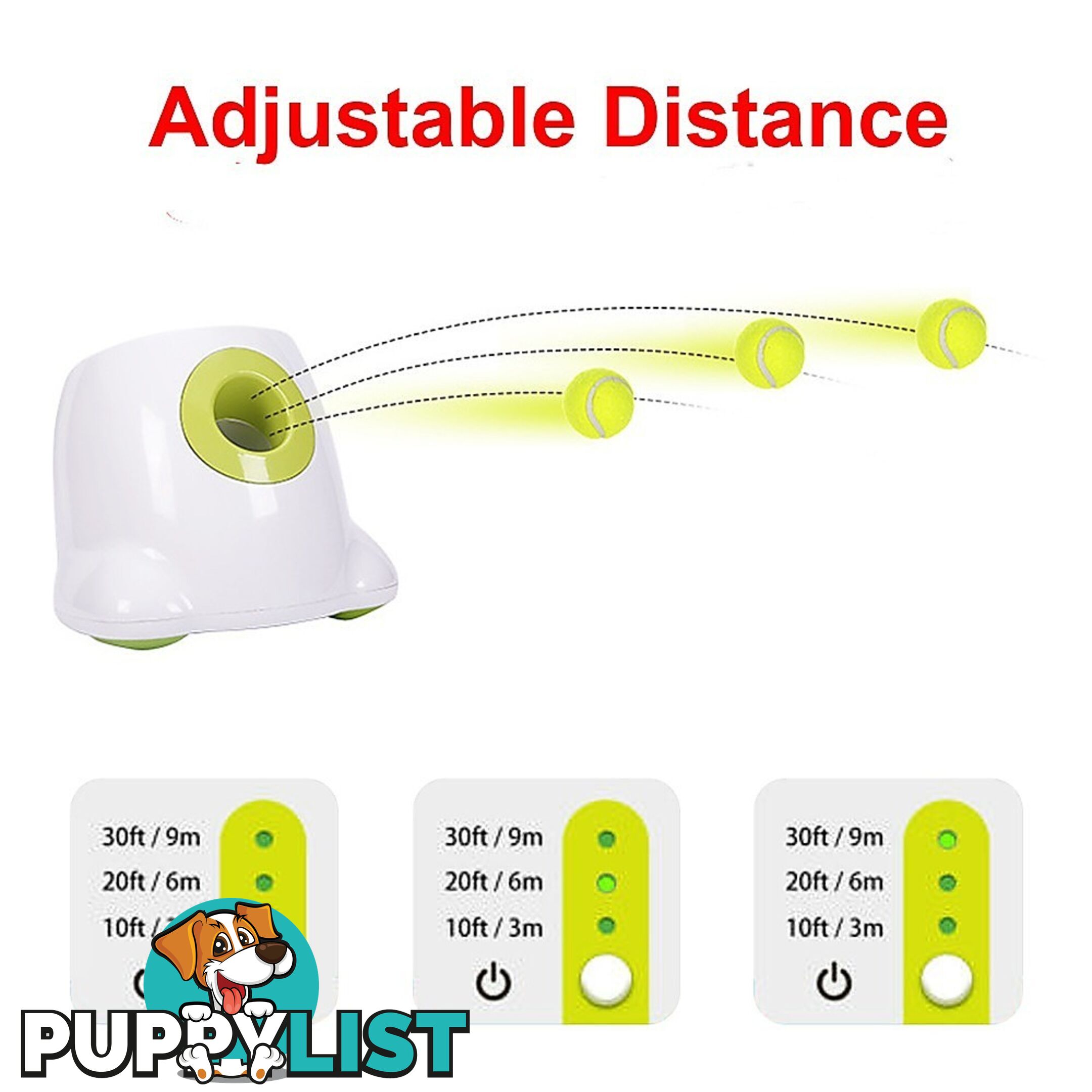 Dog Ball Launcher Thrower Automatic Tennis Fetch Throwing Machine 3 Balls - V63-836951