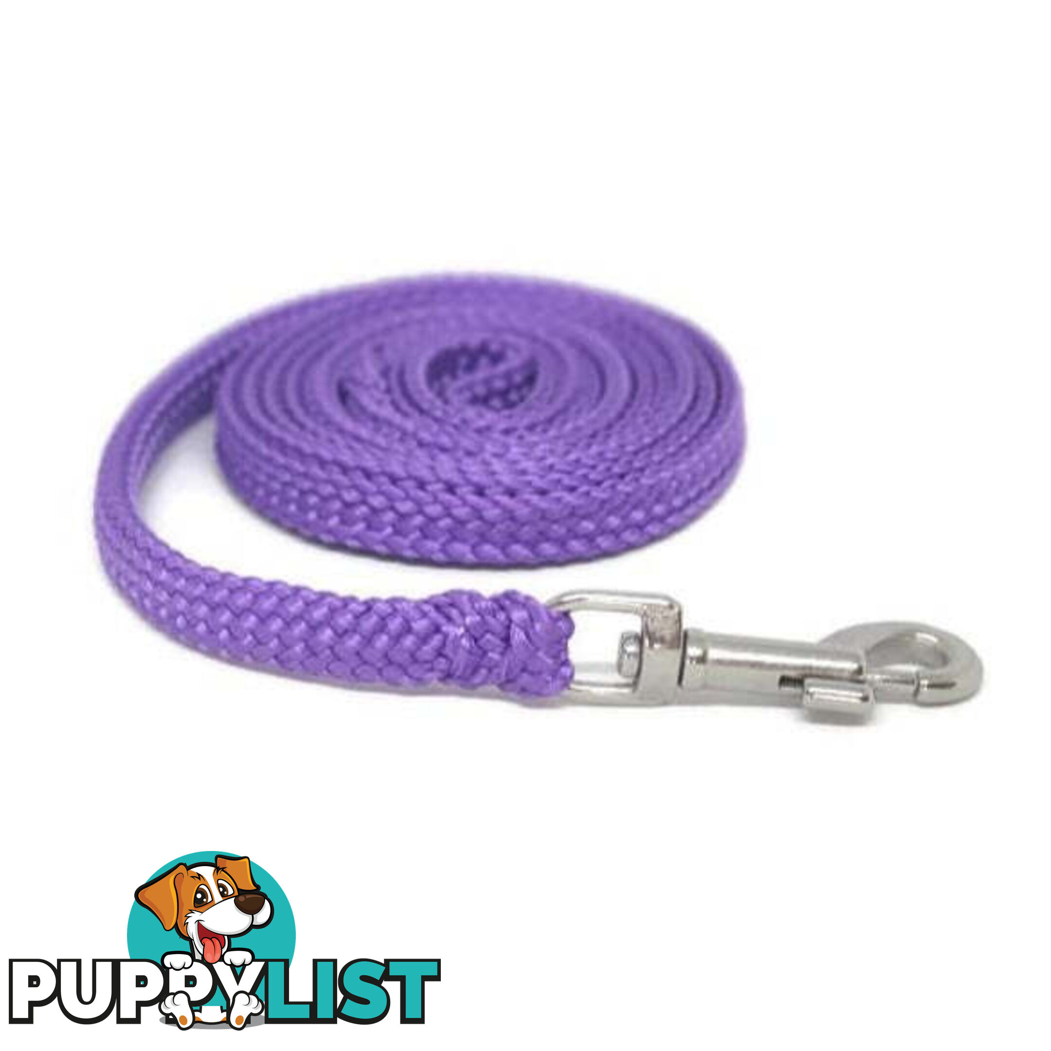 1.8m to 10m Long Dog Lead No Stitching Tough Yarnix 10mm Wide - YNXLD10-1.8-PUR-SS