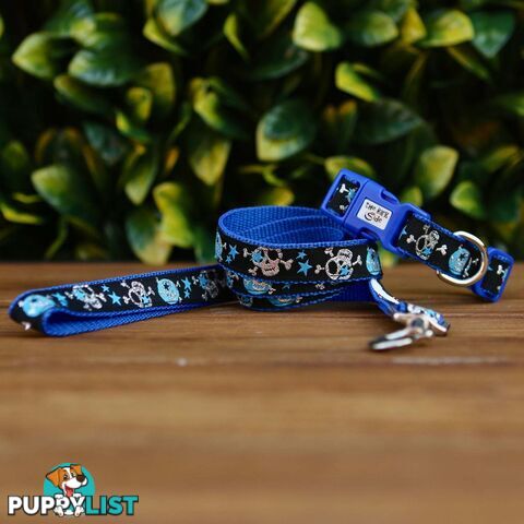Skulls & Stars Dog Lead / Dog Leash - Hand Made by The Bark Side - TBSLDSKULPUR201.8