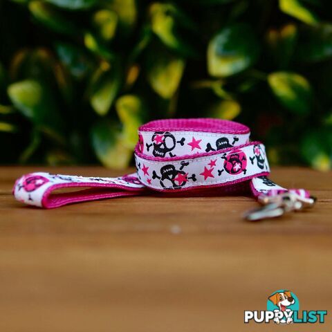 Skulls & Stars Dog Lead / Dog Leash - Hand Made by The Bark Side - TBSLDSKULPUR201.8