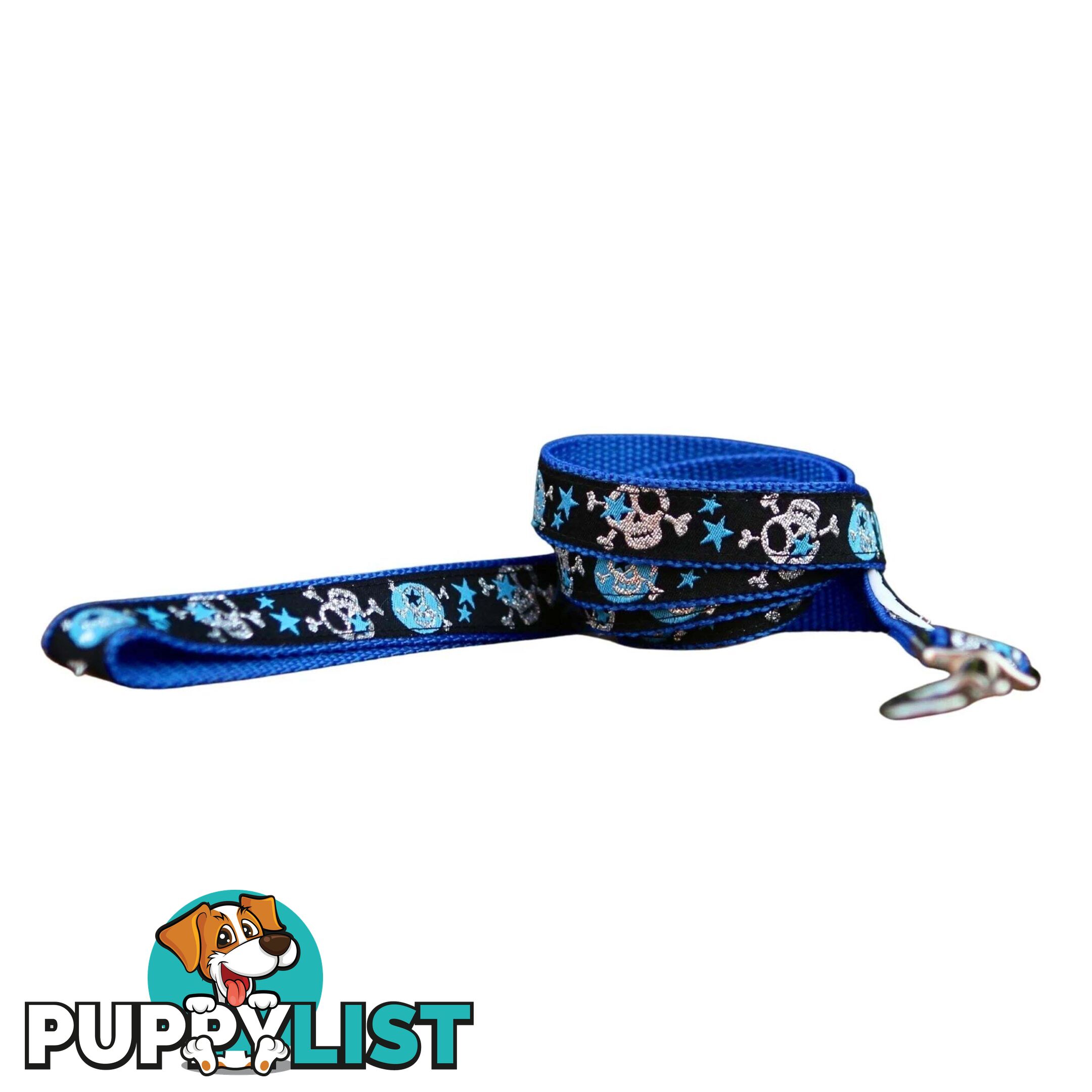 Skulls & Stars Dog Lead / Dog Leash - Hand Made by The Bark Side - TBSLDSKULPUR201.8