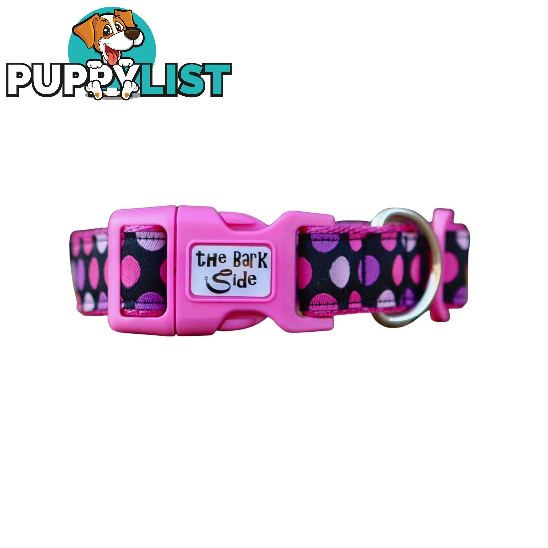 Pink Spot Dog Collar / XS - L - Hand Made by The Bark Side - TBSPINXS