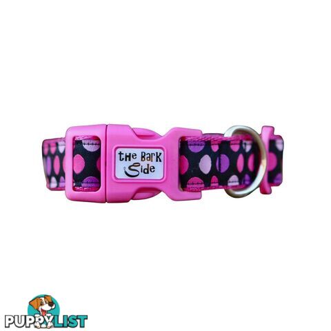 Pink Spot Dog Collar / XS - L - Hand Made by The Bark Side - TBSPINXS