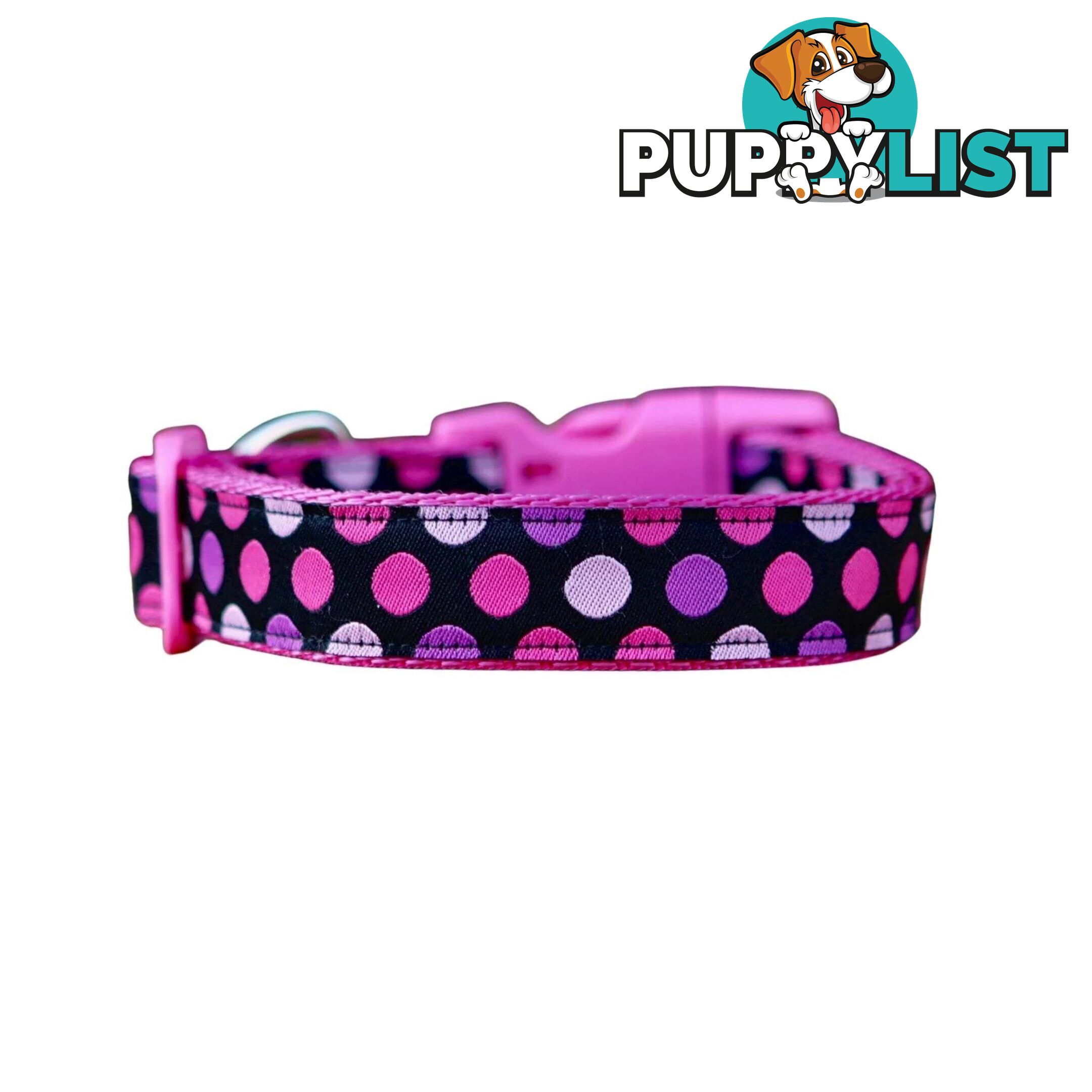 Pink Spot Dog Collar / XS - L - Hand Made by The Bark Side - TBSPINXS
