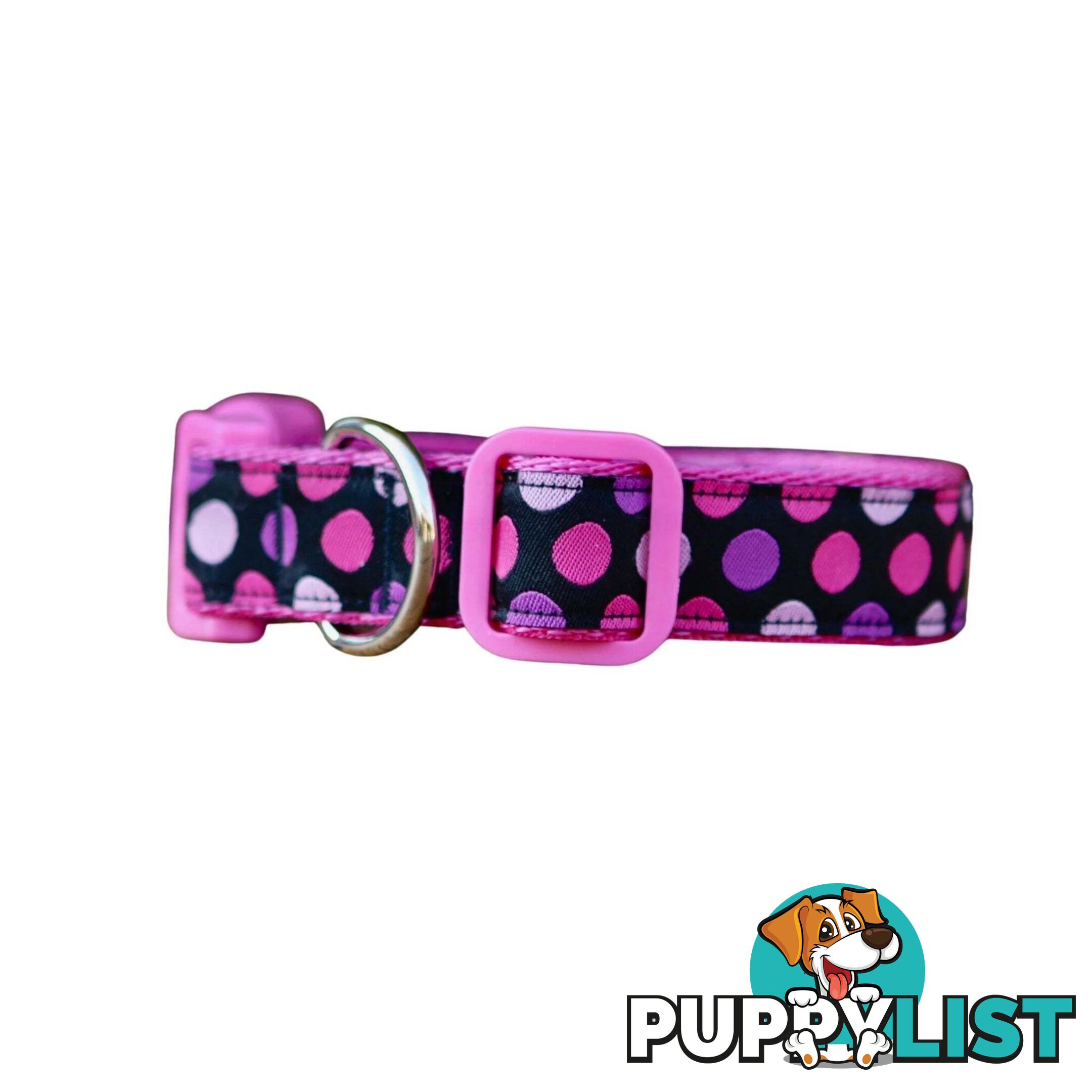 Pink Spot Dog Collar / XS - L - Hand Made by The Bark Side - TBSPINXS