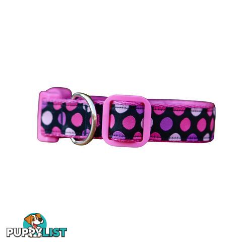Pink Spot Dog Collar / XS - L - Hand Made by The Bark Side - TBSPINXS
