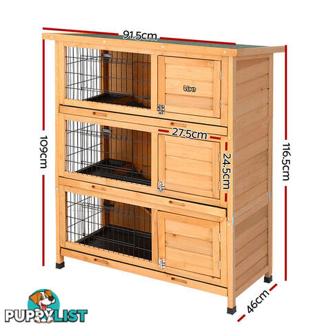i.Pet Rabbit Hutch 91.5cm x 46cm x 116.5cm Chicken Coop Large House Cage Run Wooden Bunny Outdoor - PET-GT-RHT1240-3L