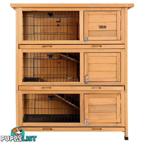 i.Pet Rabbit Hutch 91.5cm x 46cm x 116.5cm Chicken Coop Large House Cage Run Wooden Bunny Outdoor - PET-GT-RHT1240-3L