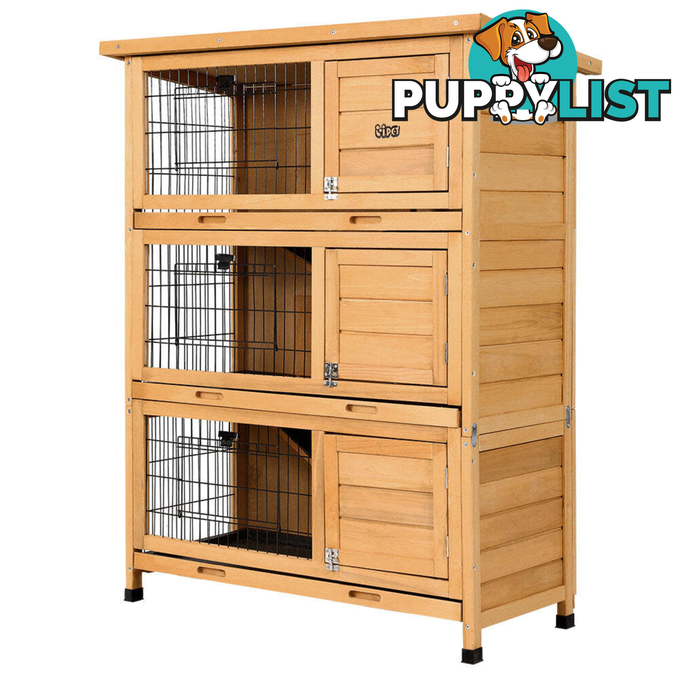 i.Pet Rabbit Hutch 91.5cm x 46cm x 116.5cm Chicken Coop Large House Cage Run Wooden Bunny Outdoor - PET-GT-RHT1240-3L