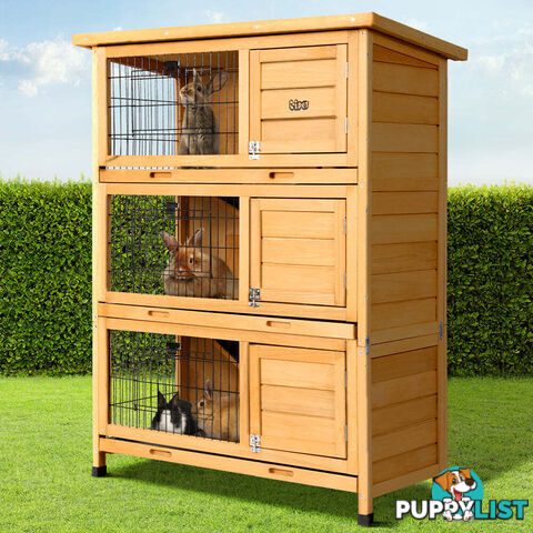 i.Pet Rabbit Hutch 91.5cm x 46cm x 116.5cm Chicken Coop Large House Cage Run Wooden Bunny Outdoor - PET-GT-RHT1240-3L