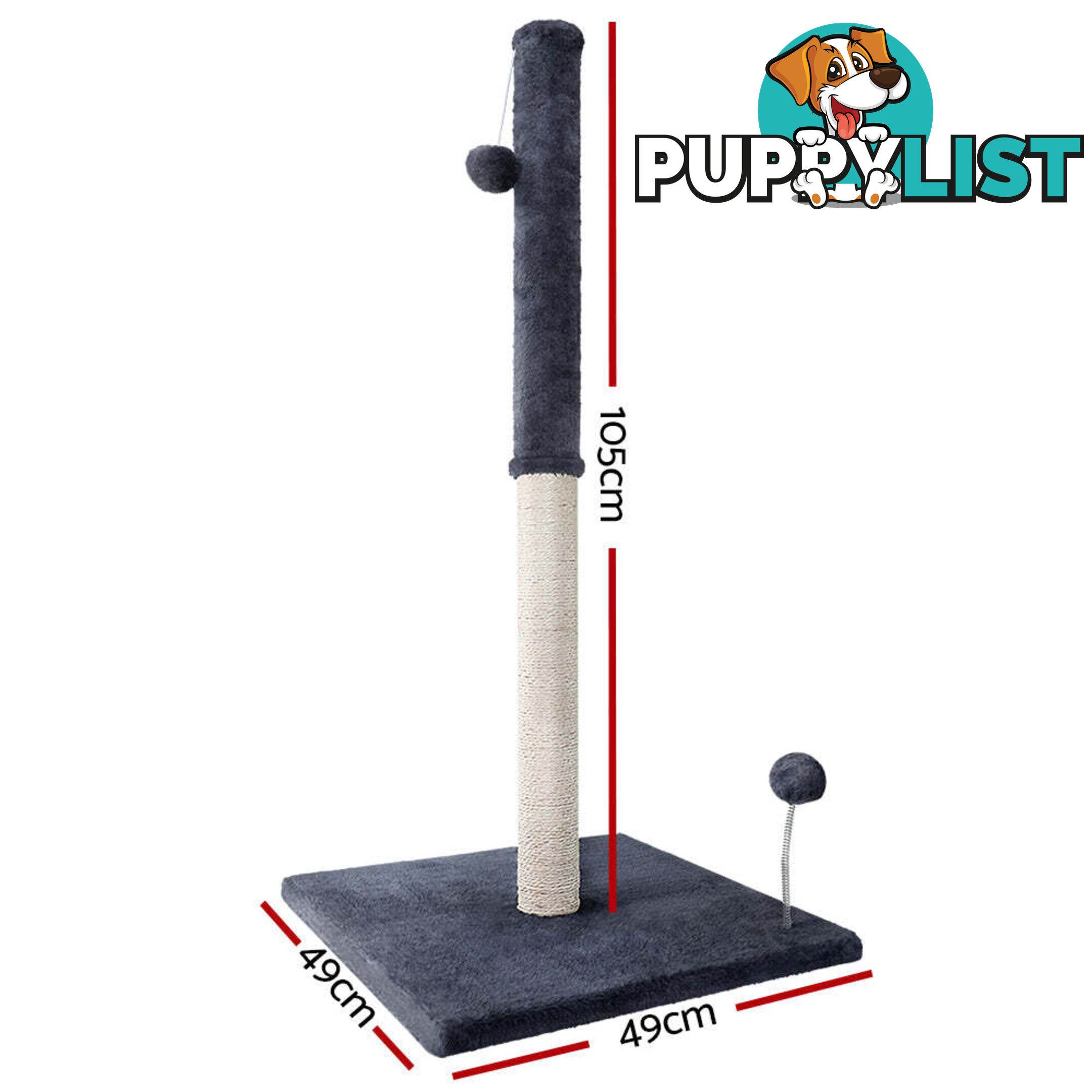 i.Pet Cat Tree 105cm Scratching Post Scratcher Tower Condo House Hanging toys Grey - PET-CAT-FL016-2-GR