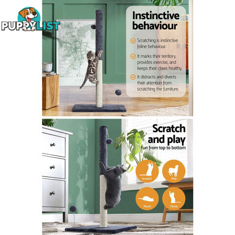 i.Pet Cat Tree 105cm Scratching Post Scratcher Tower Condo House Hanging toys Grey - PET-CAT-FL016-2-GR