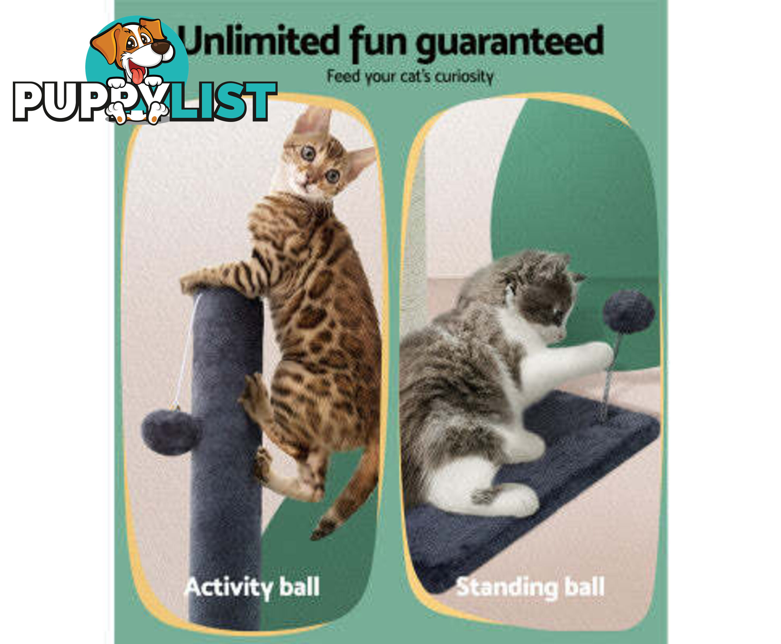 i.Pet Cat Tree 105cm Scratching Post Scratcher Tower Condo House Hanging toys Grey - PET-CAT-FL016-2-GR