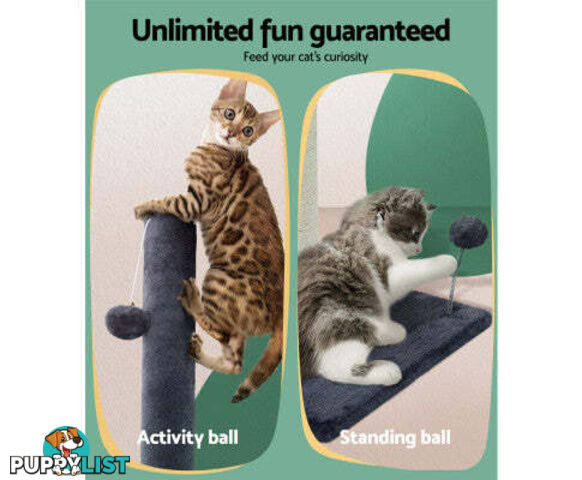i.Pet Cat Tree 105cm Scratching Post Scratcher Tower Condo House Hanging toys Grey - PET-CAT-FL016-2-GR