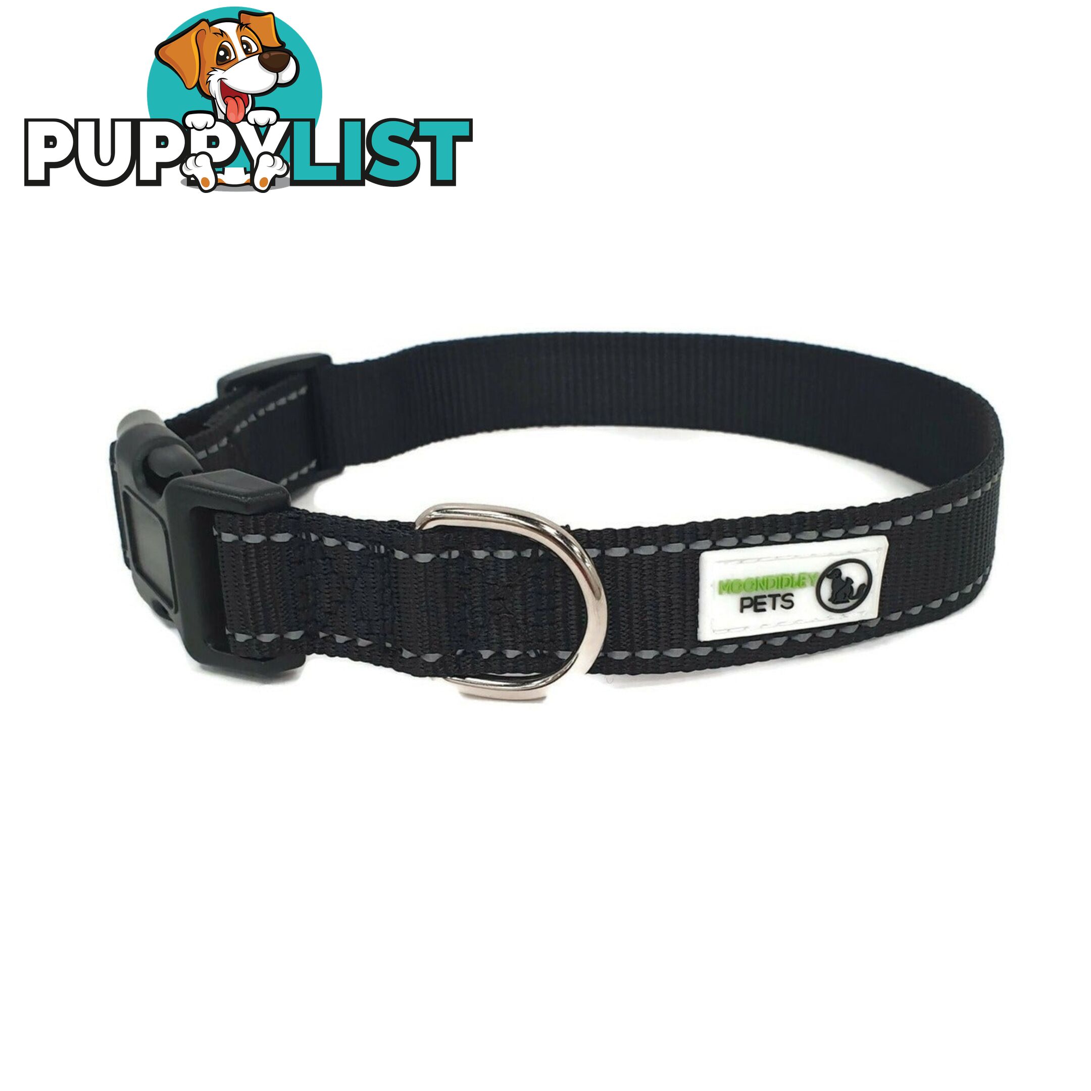 Nylon w/Reflective Stitching Dog Collar - Moondidley Pets - MDPCOLREFLTUR