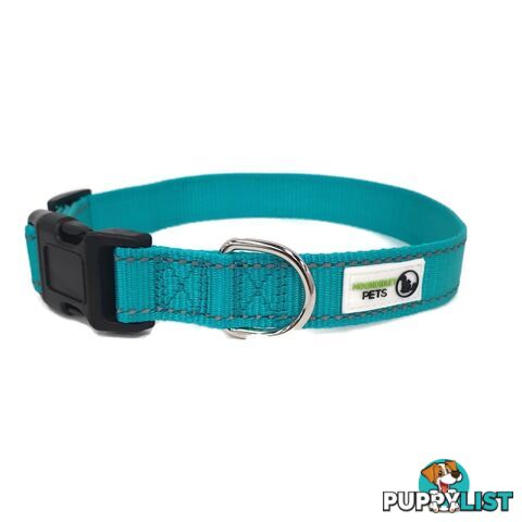 Nylon w/Reflective Stitching Dog Collar - Moondidley Pets - MDPCOLREFLTUR