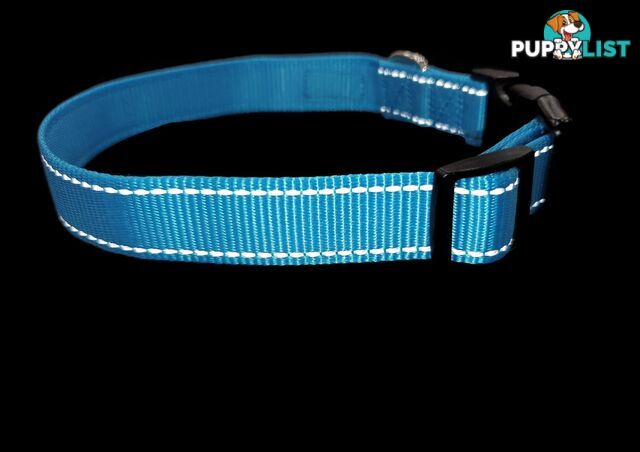 Nylon w/Reflective Stitching Dog Collar - Moondidley Pets - MDPCOLREFLTUR