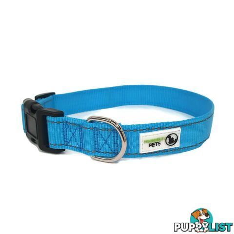Nylon w/Reflective Stitching Dog Collar - Moondidley Pets - MDPCOLREFLTUR
