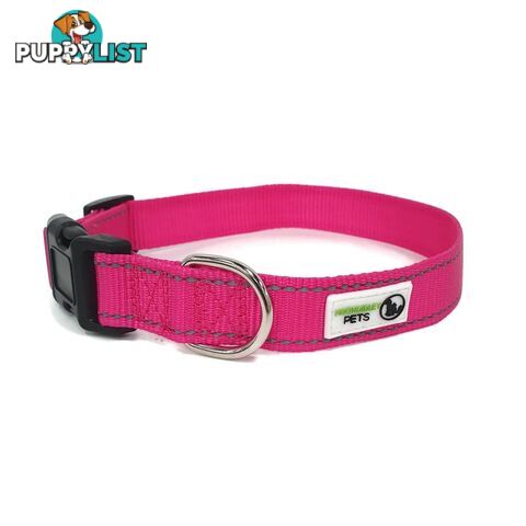 Nylon w/Reflective Stitching Dog Collar - Moondidley Pets - MDPCOLREFLTUR