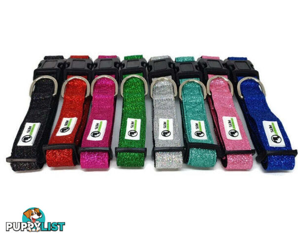 Bling Glitter Overlay Nylon Collar - Breakaway Buckle - Moondidley Pets - MDPCOLBLISSIL