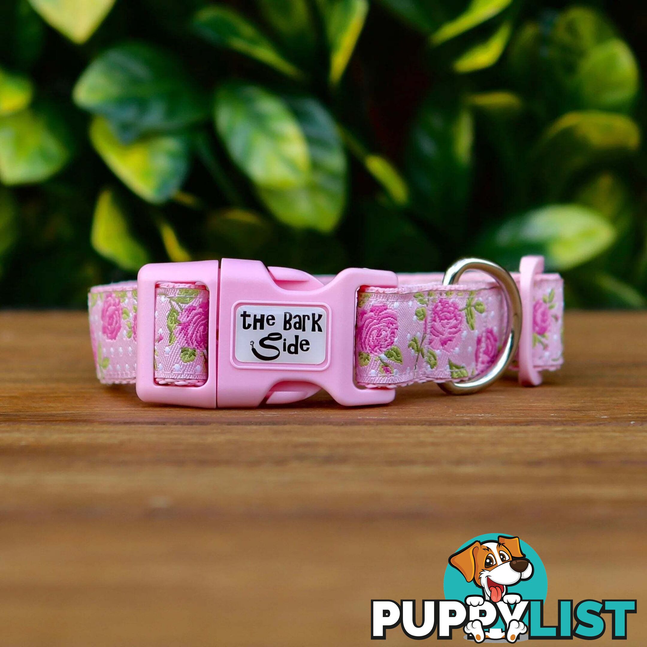 Rose Dog Collar / XS - L - Hand Made by The Bark Side - TBSROSLGEBLU