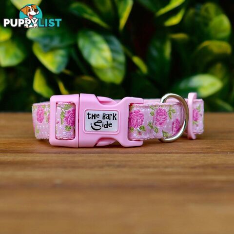 Rose Dog Collar / XS - L - Hand Made by The Bark Side - TBSROSLGEBLU
