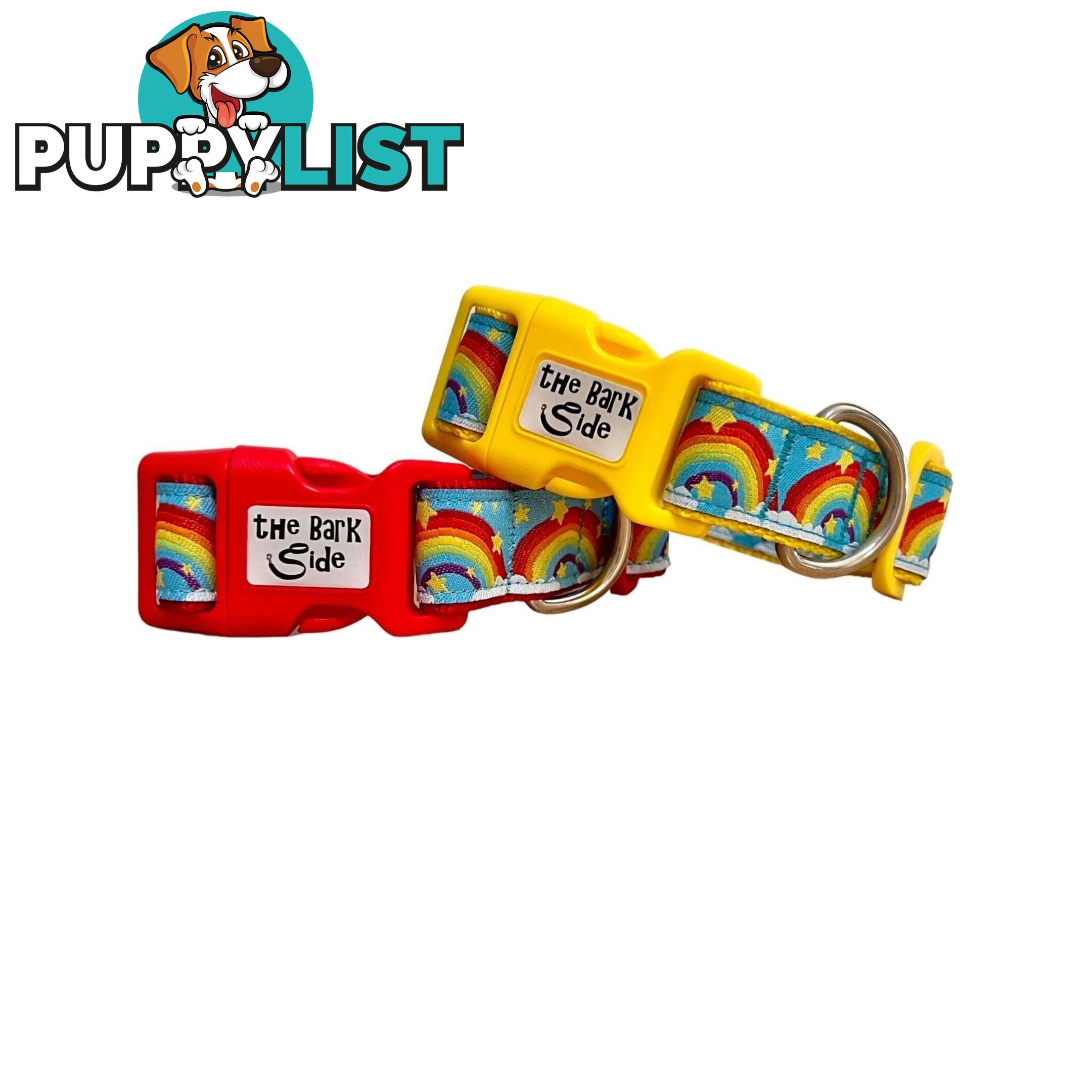 Rainbow Dog Collar - Hand Made by The Bark Side - TBSRAILRED