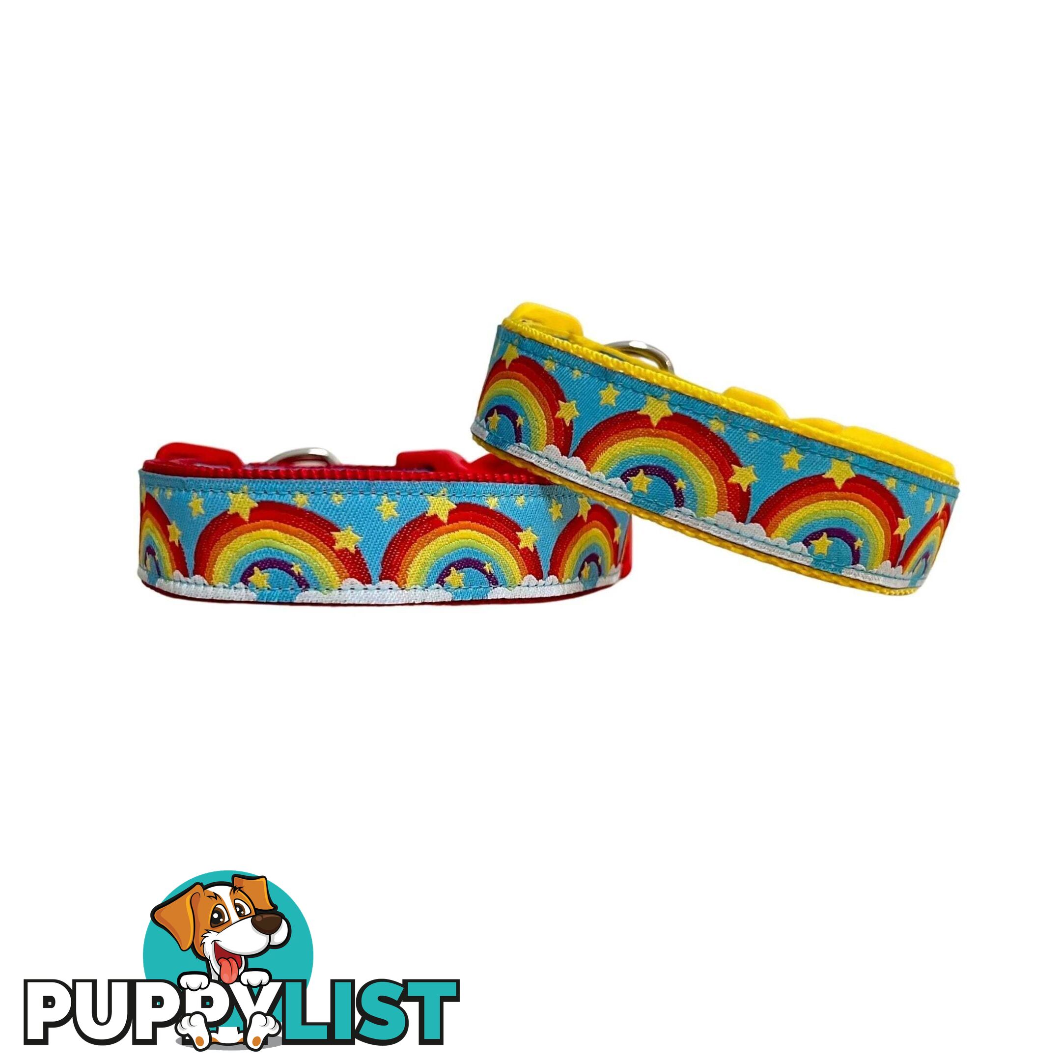 Rainbow Dog Collar - Hand Made by The Bark Side - TBSRAILRED