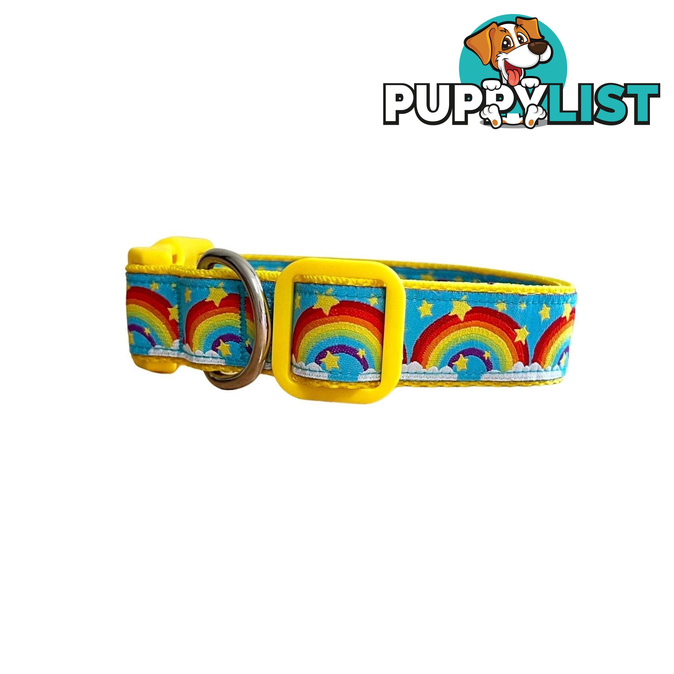 Rainbow Dog Collar - Hand Made by The Bark Side - TBSRAILRED