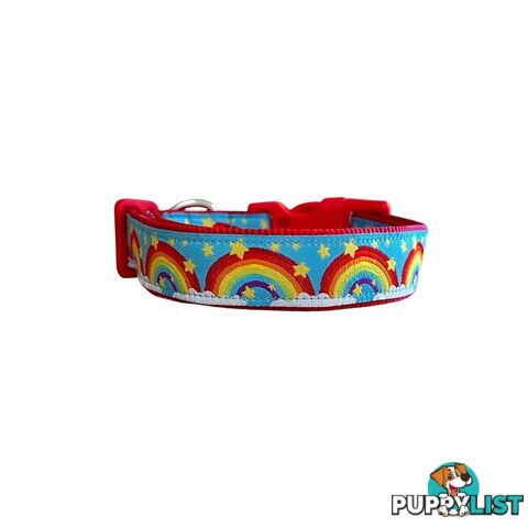 Rainbow Dog Collar - Hand Made by The Bark Side - TBSRAILRED