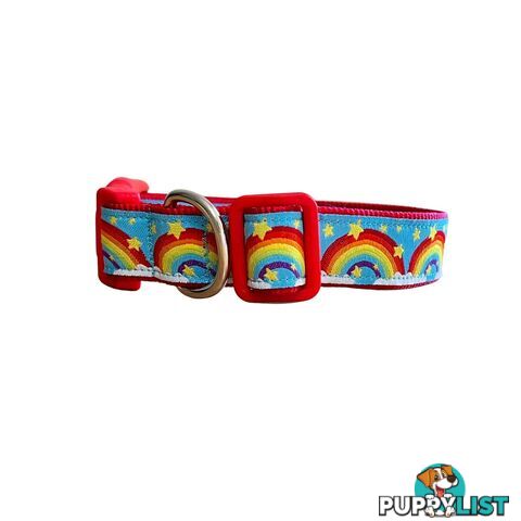 Rainbow Dog Collar - Hand Made by The Bark Side - TBSRAILRED