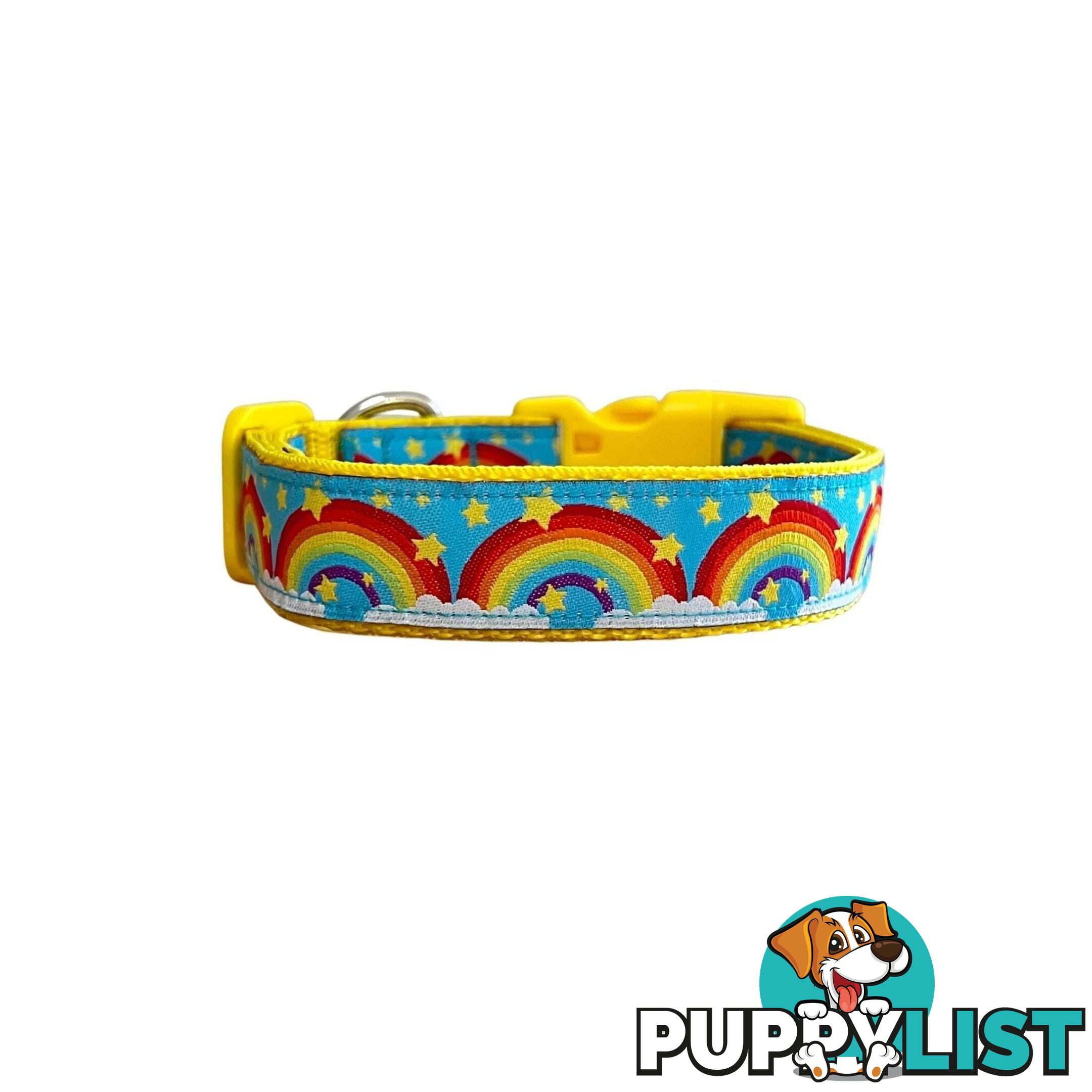 Rainbow Dog Collar - Hand Made by The Bark Side - TBSRAILRED