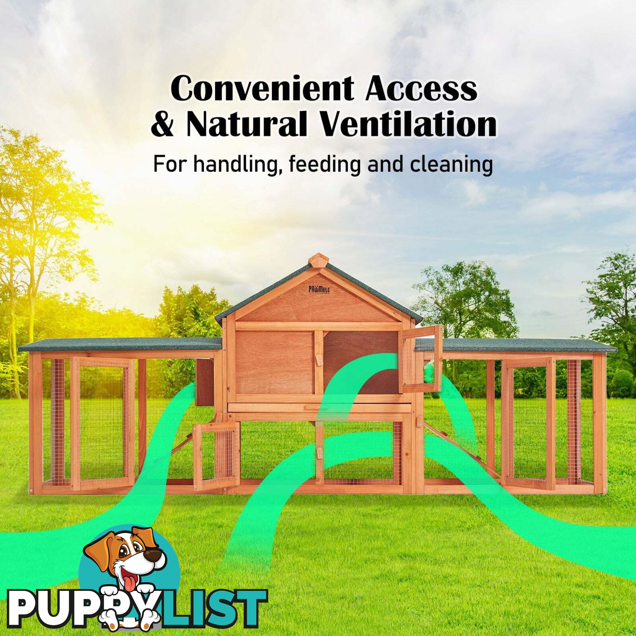 Rabbit Hutch Chicken Coop 204 x 45 x 85cm 2 Storey Cage Mansion - V274-PET-RH10016