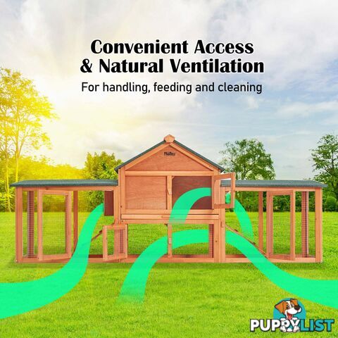 Rabbit Hutch Chicken Coop 204 x 45 x 85cm 2 Storey Cage Mansion - V274-PET-RH10016