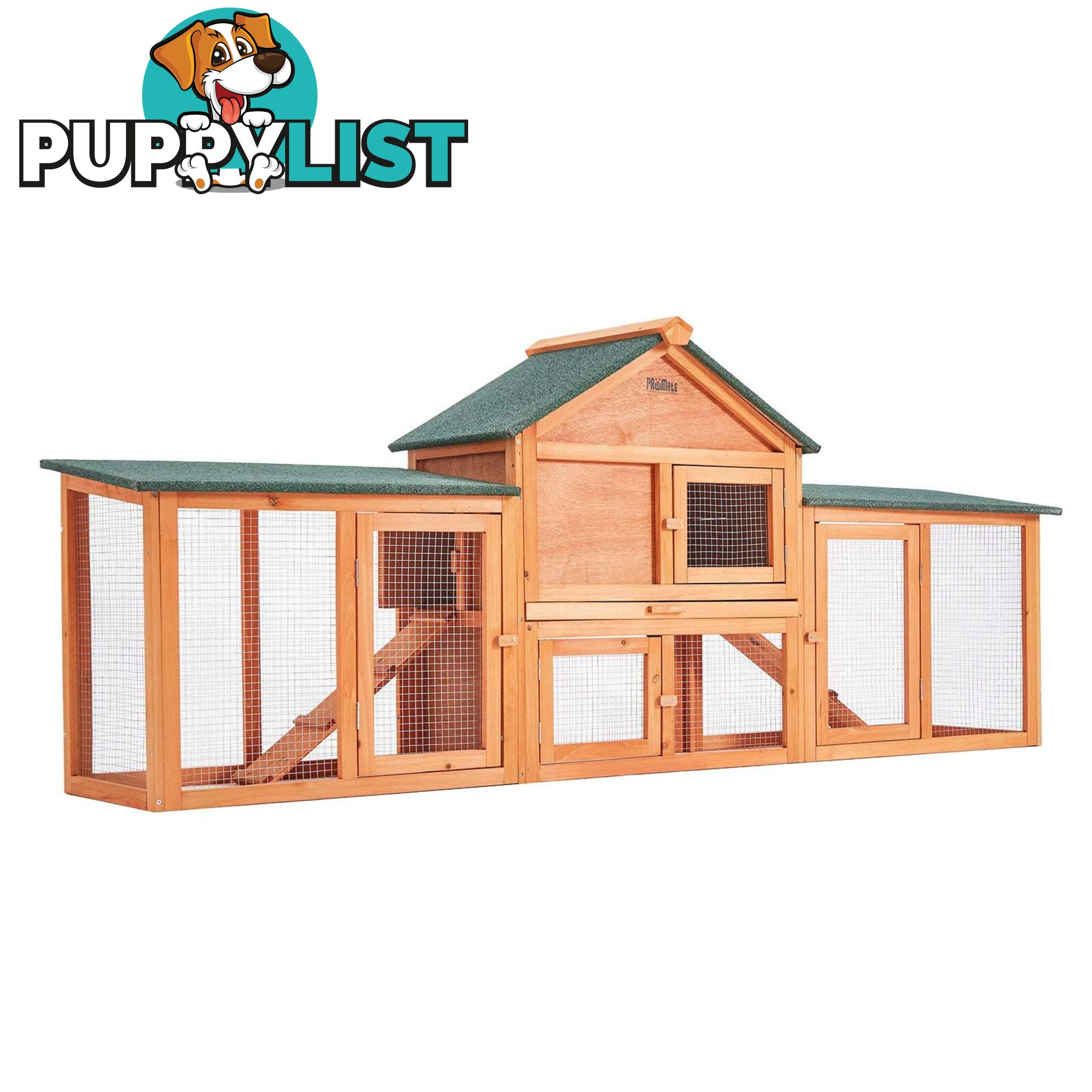 Rabbit Hutch Chicken Coop 204 x 45 x 85cm 2 Storey Cage Mansion - V274-PET-RH10016