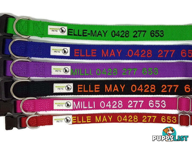 Doggie ID Collar Bamboo Fibre Personalised Embroidered - CCB-CO-001-XSRD-NO