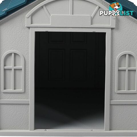 Dog Kennel Outdoor Indoor Pet Plastic Garden House Weatherproof Outside PaWz - WB-PT1081-XL-BL