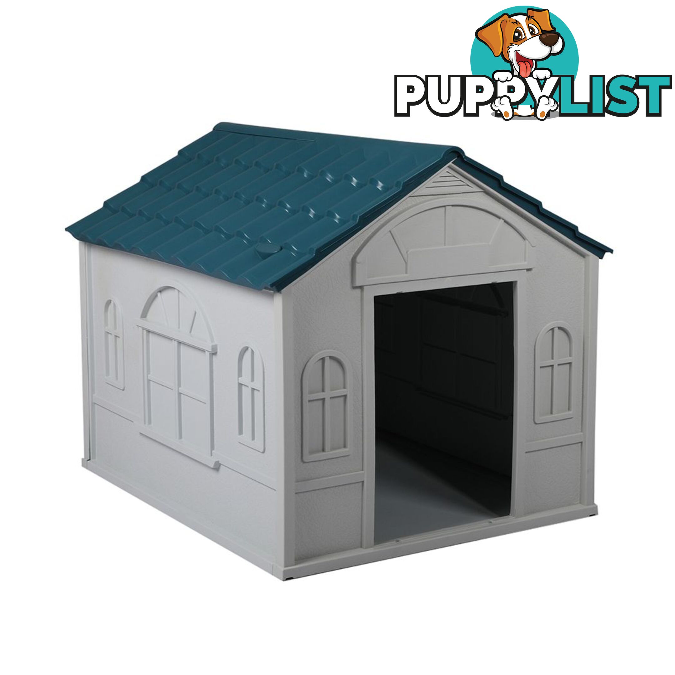 Dog Kennel Outdoor Indoor Pet Plastic Garden House Weatherproof Outside PaWz - WB-PT1081-XL-BL