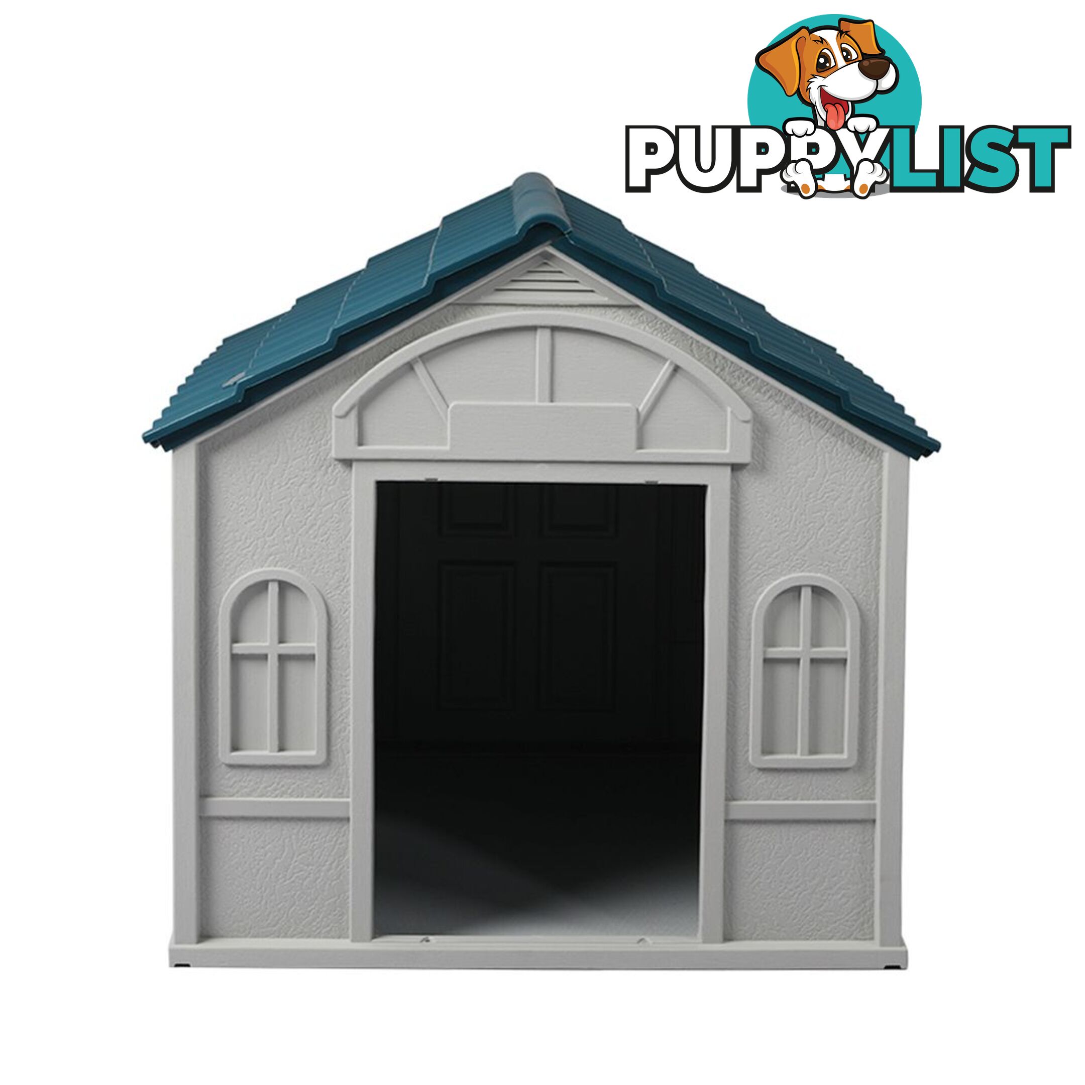 Dog Kennel Outdoor Indoor Pet Plastic Garden House Weatherproof Outside PaWz - WB-PT1081-XL-BL