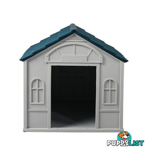 Dog Kennel Outdoor Indoor Pet Plastic Garden House Weatherproof Outside PaWz - WB-PT1081-XL-BL