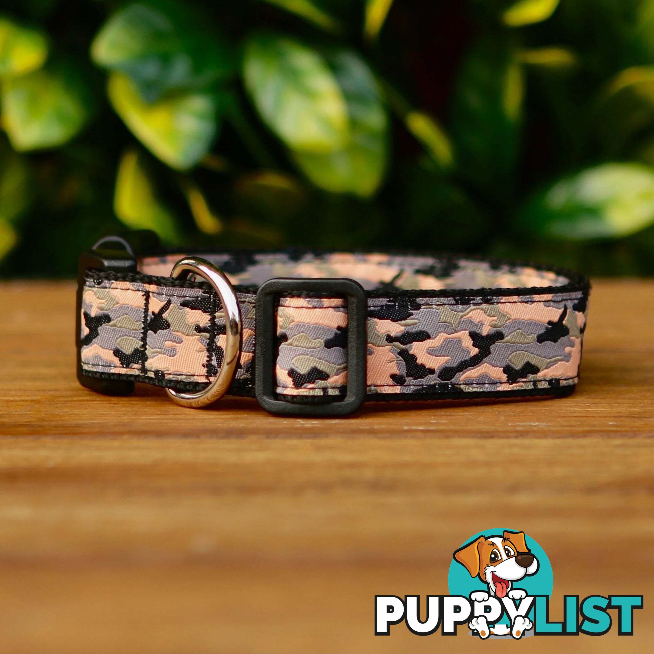 Camouflage Dog Collar - Hand Made by The Bark Side - TBSCAMLGEBLU