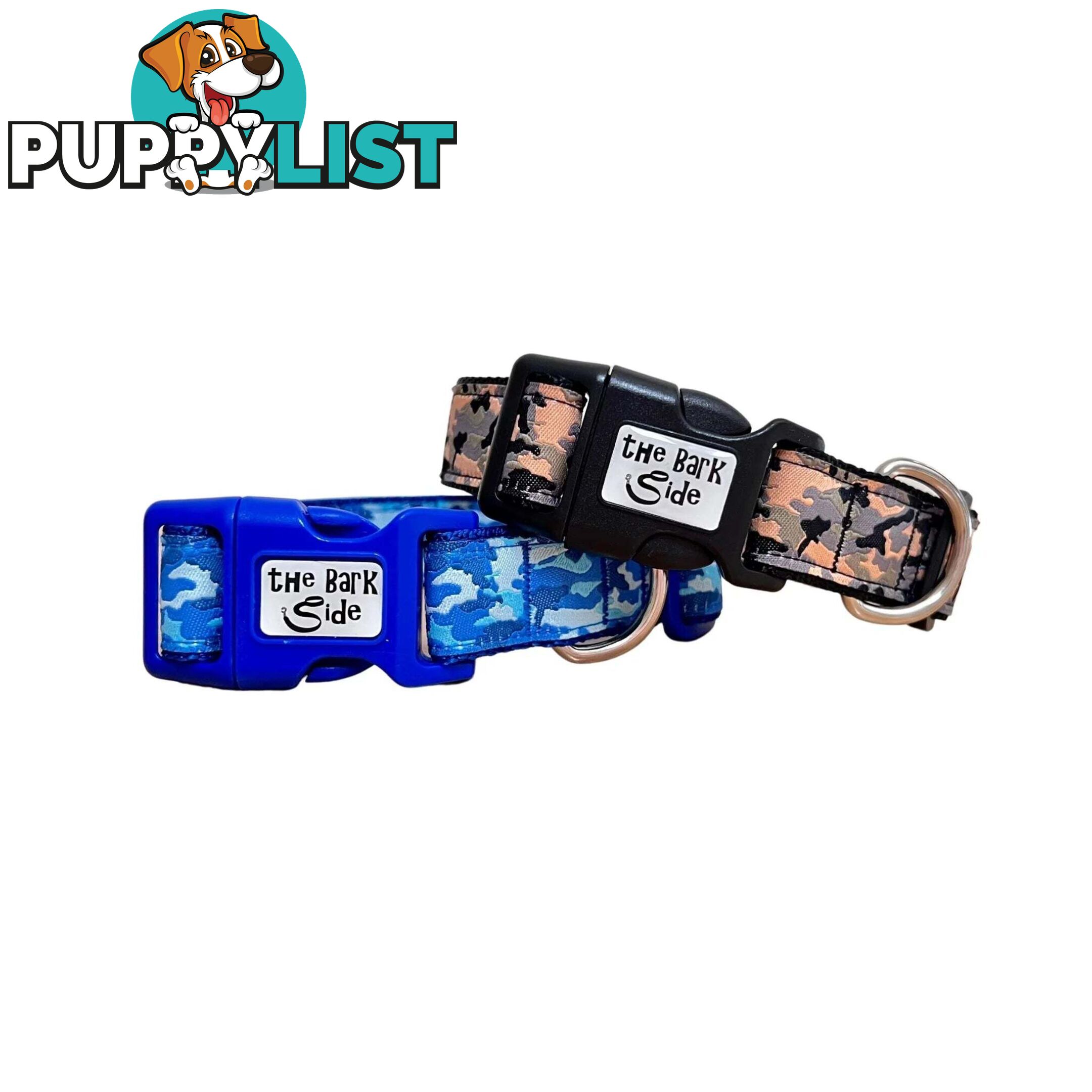 Camouflage Dog Collar - Hand Made by The Bark Side - TBSCAMLGEBLU