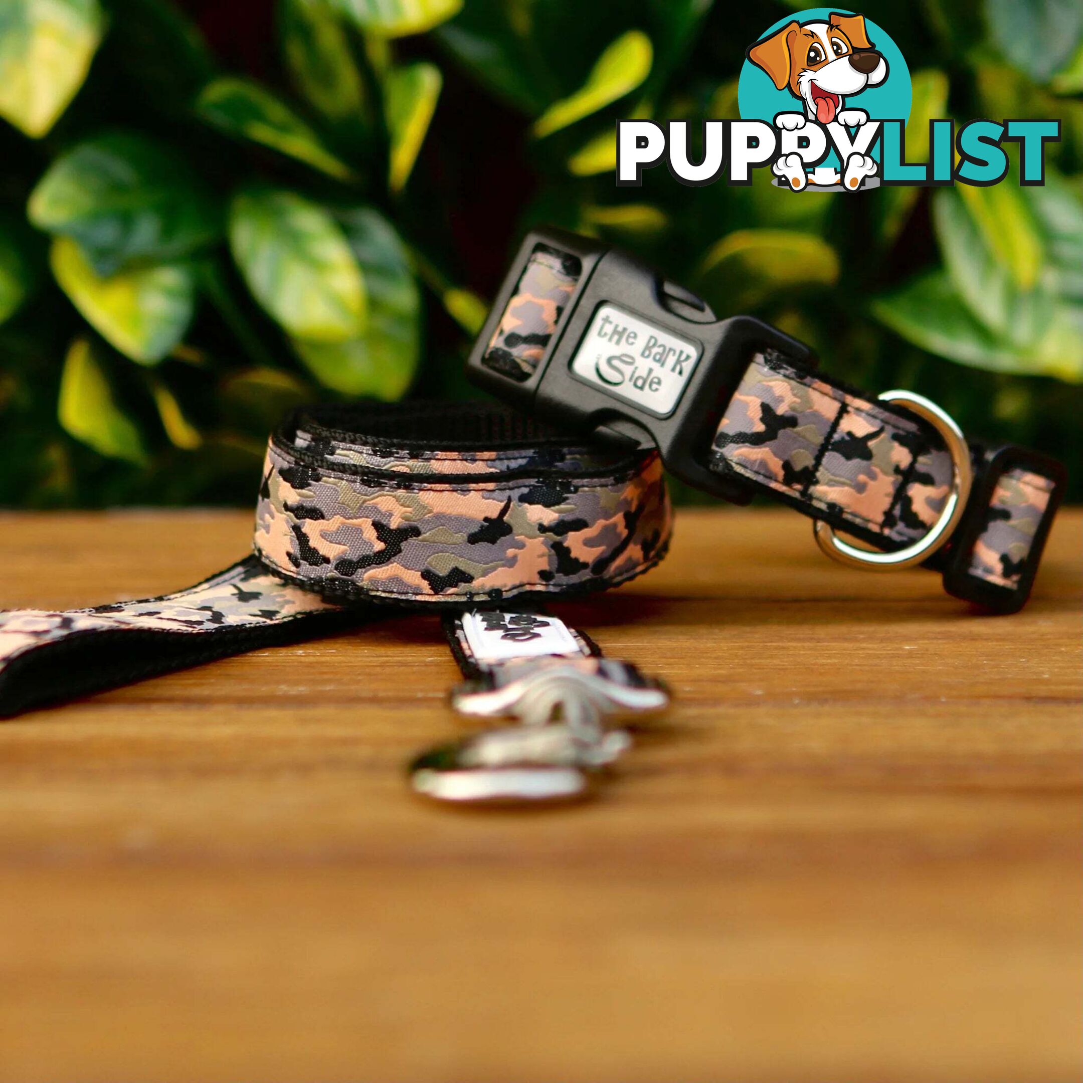 Camouflage Dog Collar - Hand Made by The Bark Side - TBSCAMLGEBLU