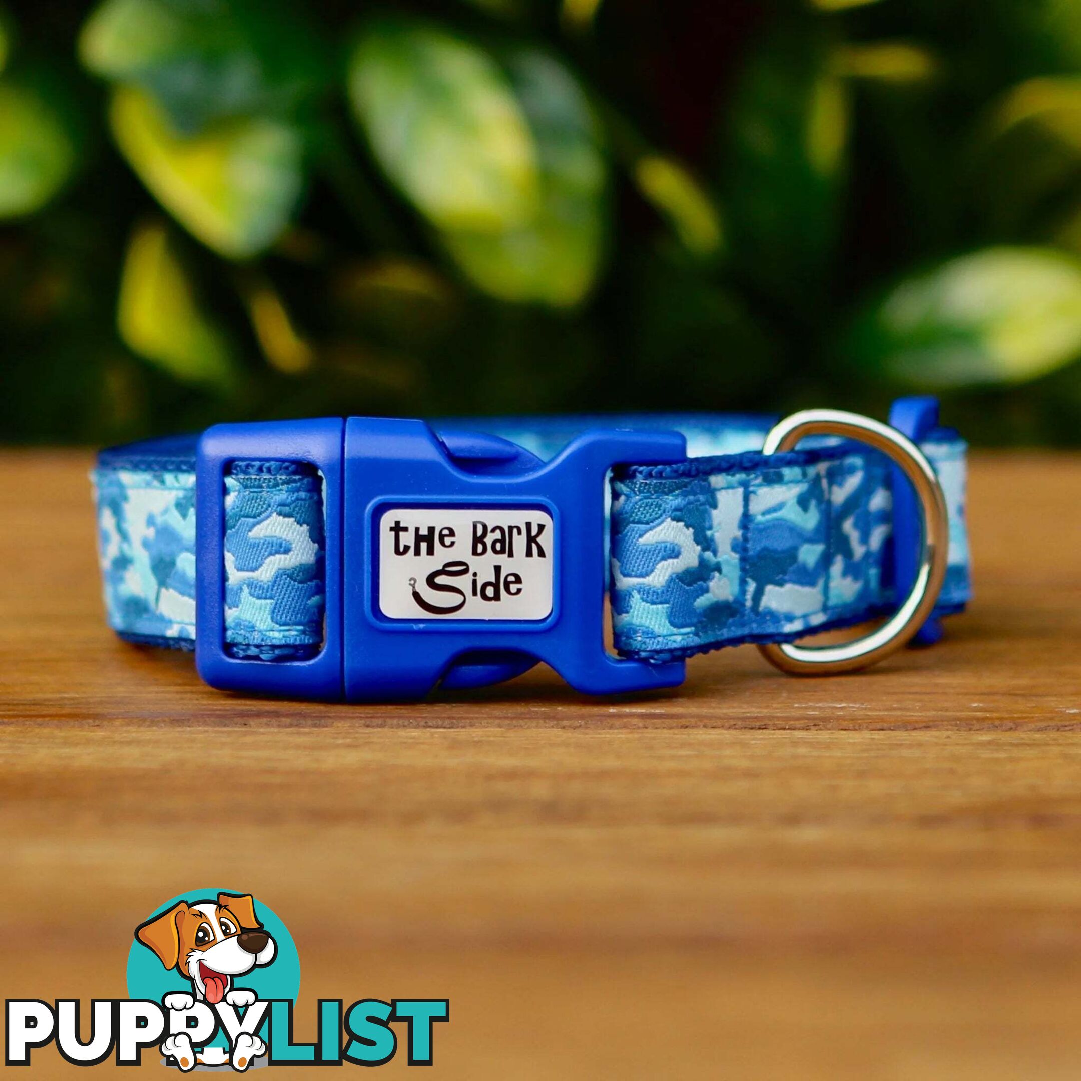 Camouflage Dog Collar - Hand Made by The Bark Side - TBSCAMLGEBLU
