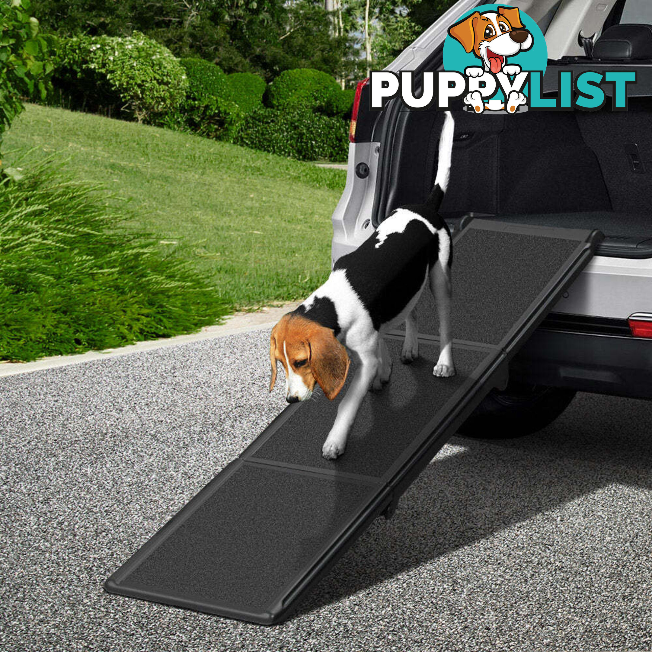 i.Pet Dog Ramp Pet Stairs Steps Car Travel SUV Ladder Foldable Portable Adjustable - FDR-D-453B-BK